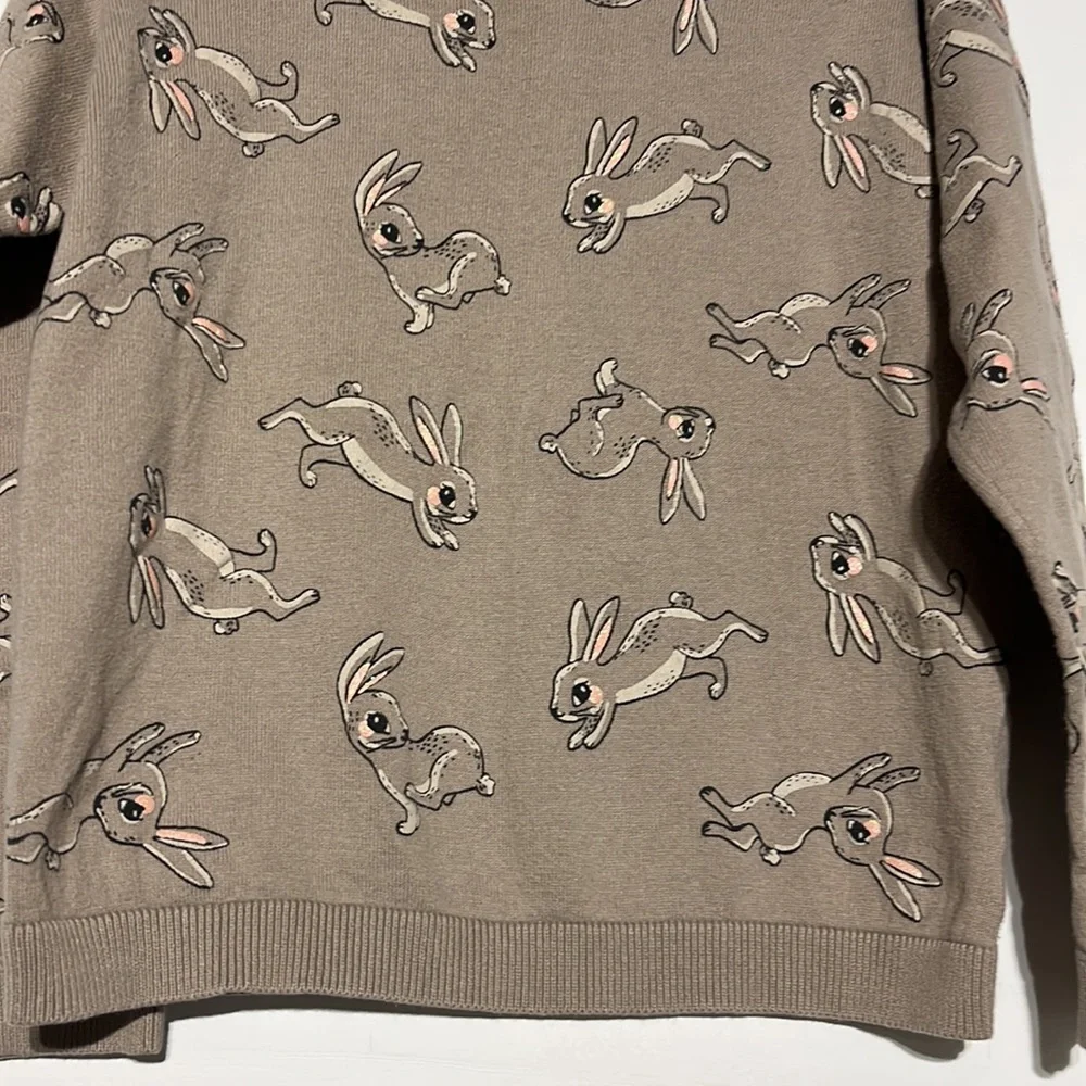 H&M Kid’s Beige Tan Bunny Rabbit Ribbed Detail Pullover Sweater Size 6X/7 - Picture 5 of 8